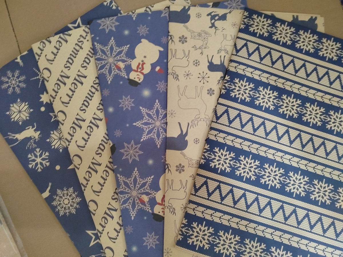 Festive Vintage Kraft Wrapping Set - 5 Sheets