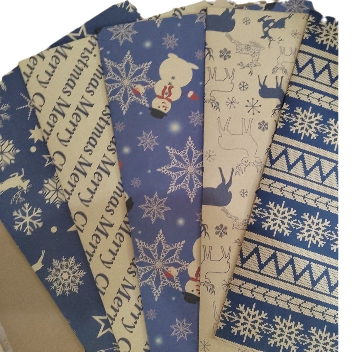 Festive Vintage Kraft Wrapping Set - 5 Sheets