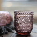 Antique Floral Embossed Glass Cup